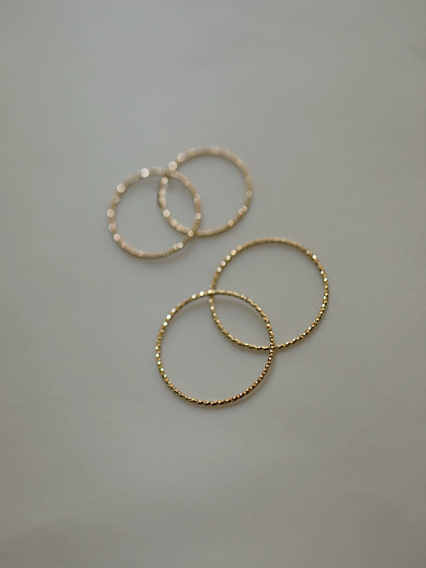 14K Gold: Minimalist Sparkle Thin Band Ring